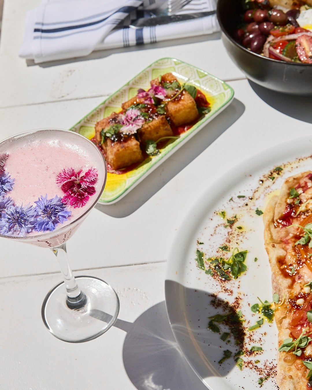Floral Cocktails & Sumac Flatbread, Pangea Style