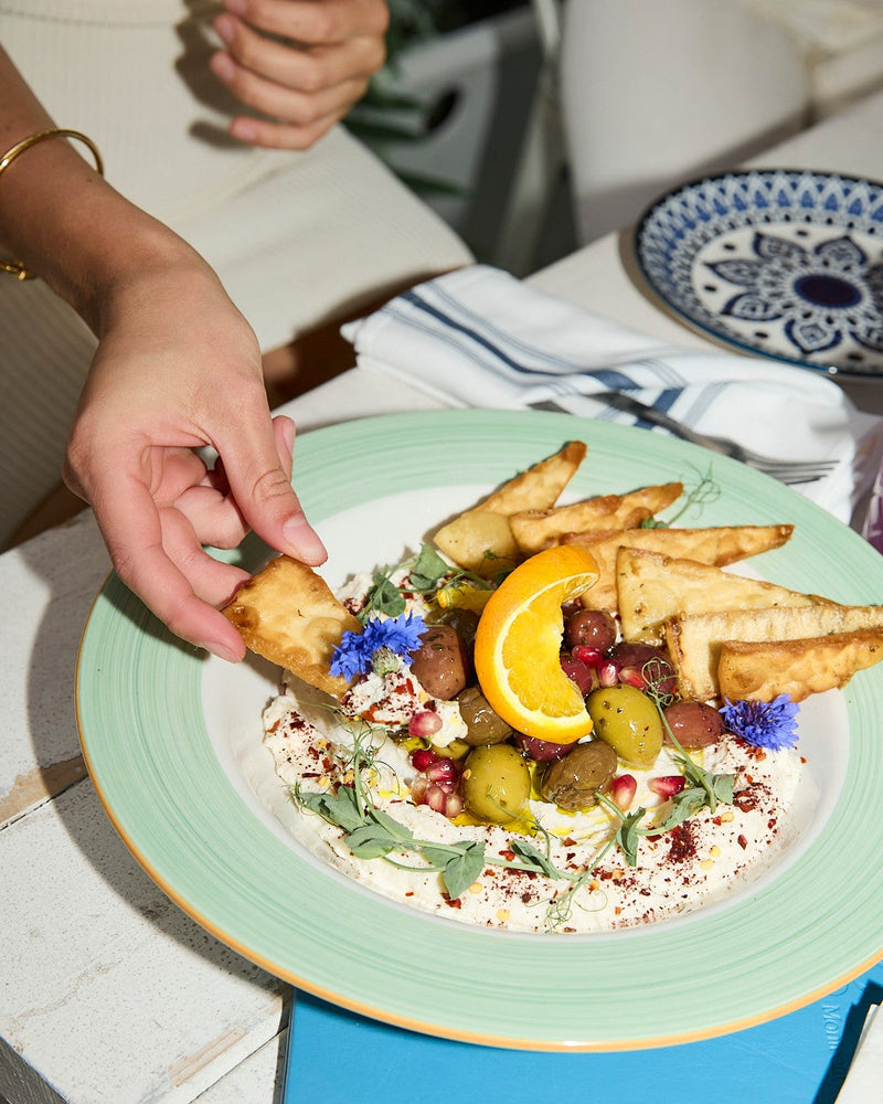 Whipped Labneh, Crispy Pita & Cornflowers